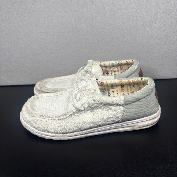 Hey Dude Shoes - HEYDUDE Wally Women Boho White Crochet Slip On Shoes Size 8 Casual Loafers